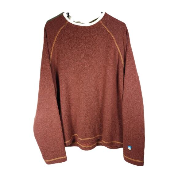 Kuhl Men's Stovepipe Alfpaca Large Rust Sherpa Outdoor Fleece Pullover Sweats - Picture 1 of 10
